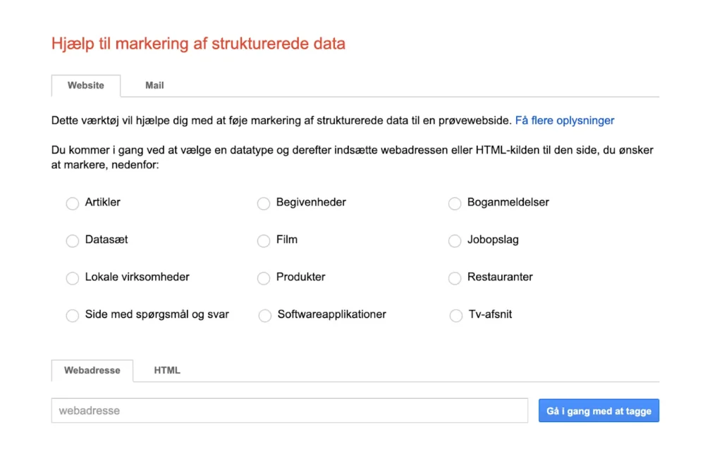 Hjaelp til struktureret-data og schema markup